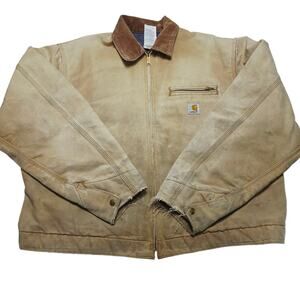Vintage Carhartt Detroit J01 BRN Jacket Blanket Lined Size 50 Distressed 90's